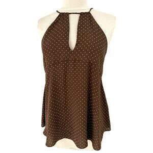 Zara Basic Brown White Polka Dot Sleeveless blouse XS
